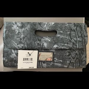 NINE WEST CLUTCH ME UPBLACK ENVELOPE STYLE PURSE NEW W/TAGS